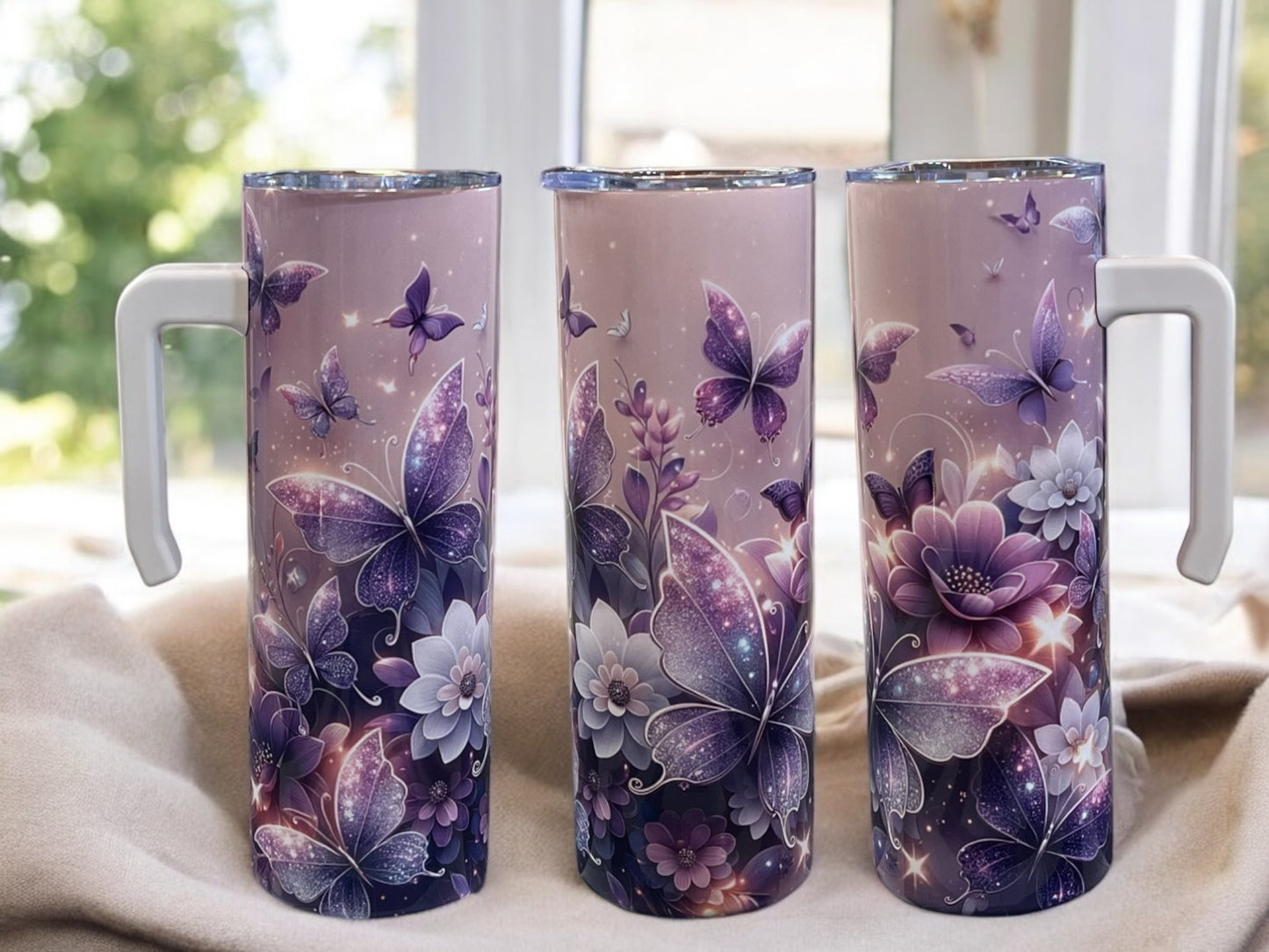 Gorgeous, butterfly 20oz Stainless Steel Tumbler with Handle