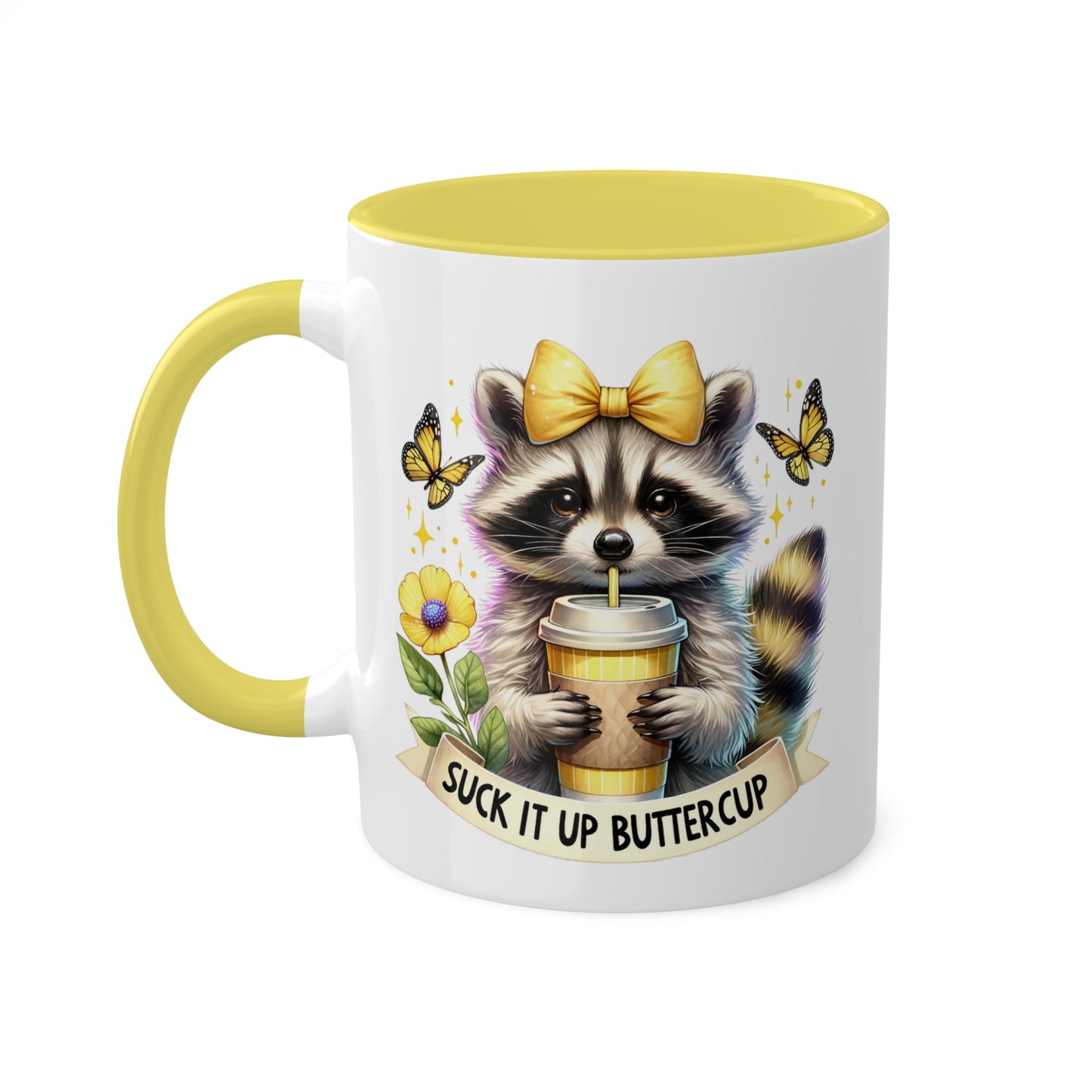 Colorful Mugs, 15oz, Suck It Up Buter Cup