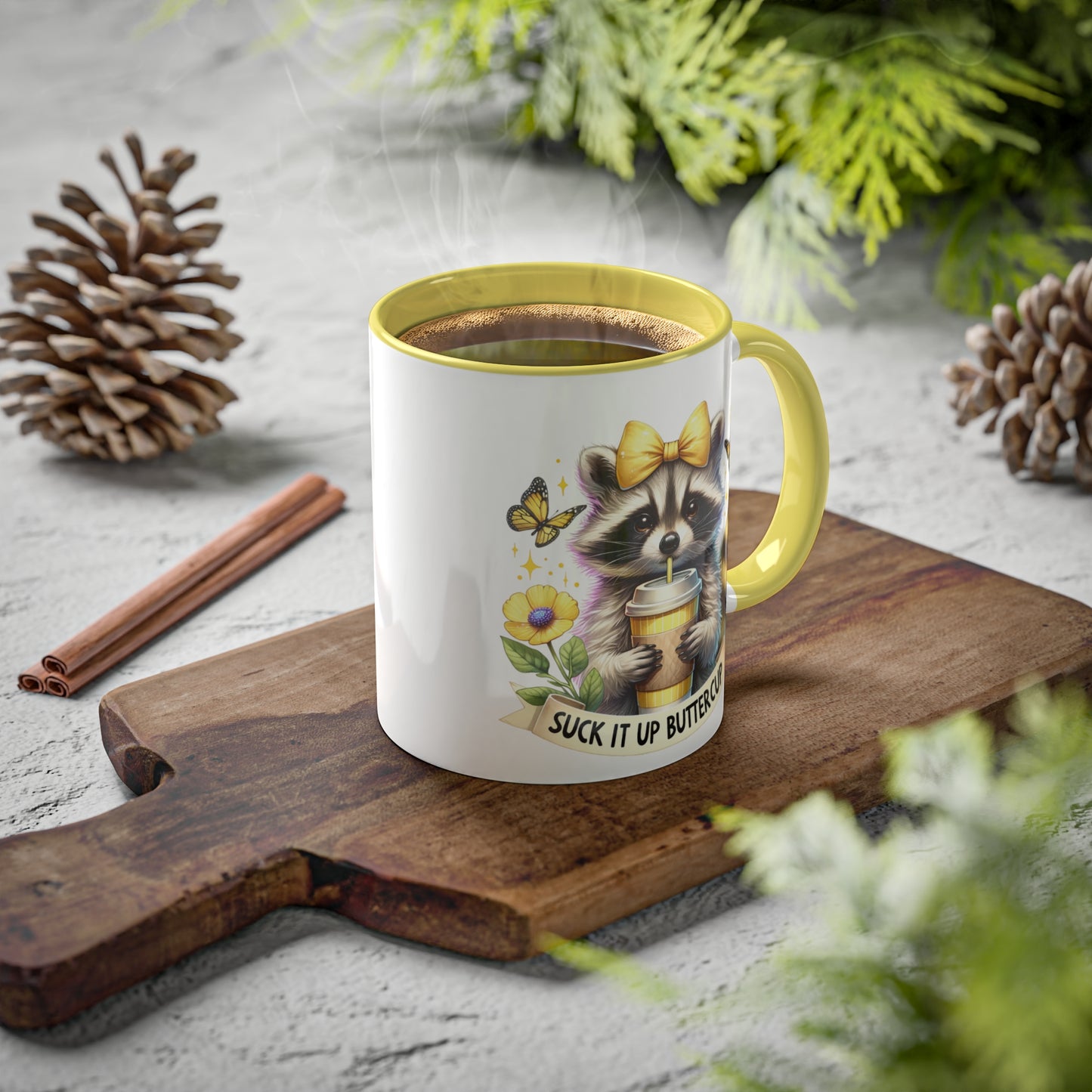 Colorful Mugs, 15oz, Suck It Up Buter Cup