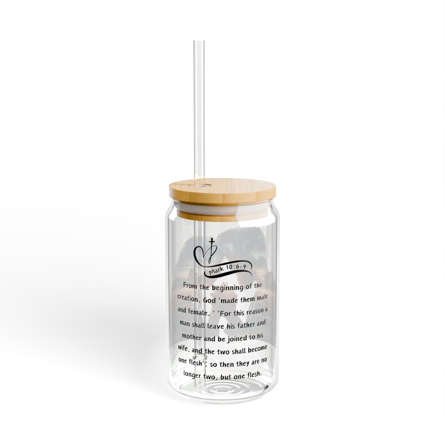 Sipper Glass, 16oz Man and Women, Mark 10:6-9