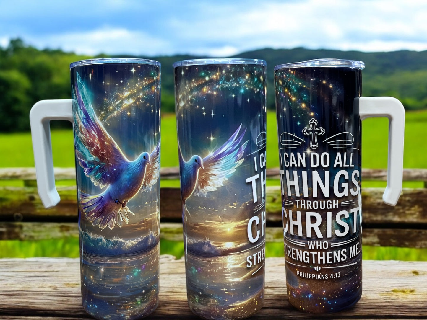 I can do all things through first 20oz Stainless Steel Tumbler with Handle
