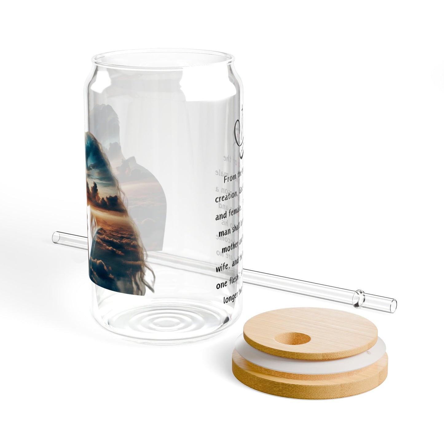 Sipper Glass, 16oz Man and Women, Mark 10:6-9