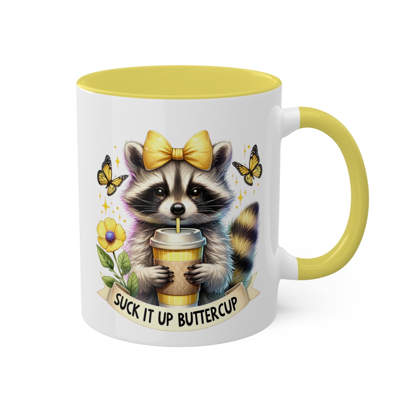Colorful Mugs, 15oz, Suck It Up Buter Cup