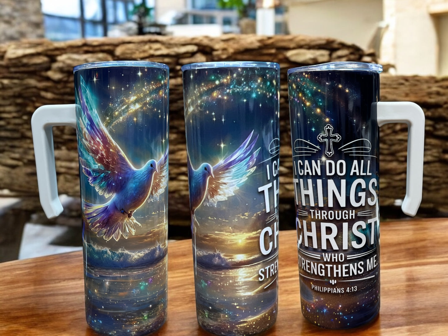 I can do all things through first 20oz Stainless Steel Tumbler with Handle