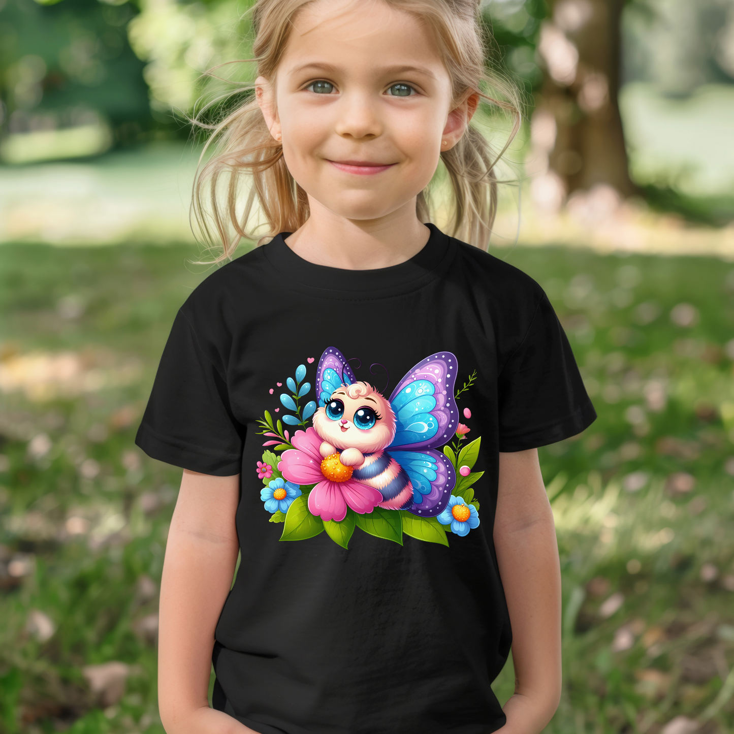 Children's Shirt -Girls Cute Butterfly Bug 13-10