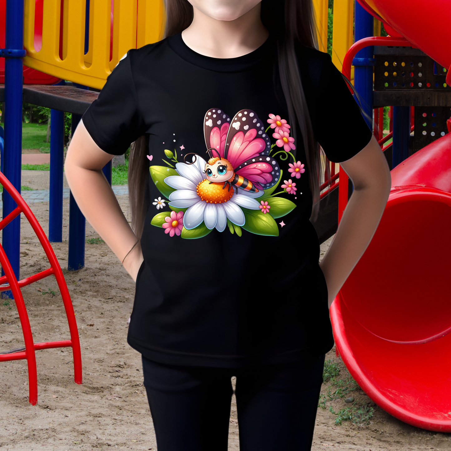 Children's Shirt -Girls Cute Butterfly Bug 13-13