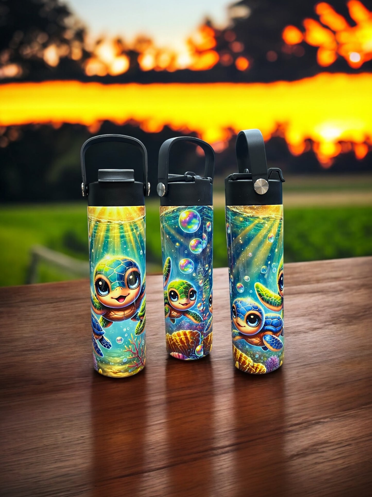 20oz Leak-Proof Turtle Water Bottle Bright, Colorful Design Perfect for Kids & Families