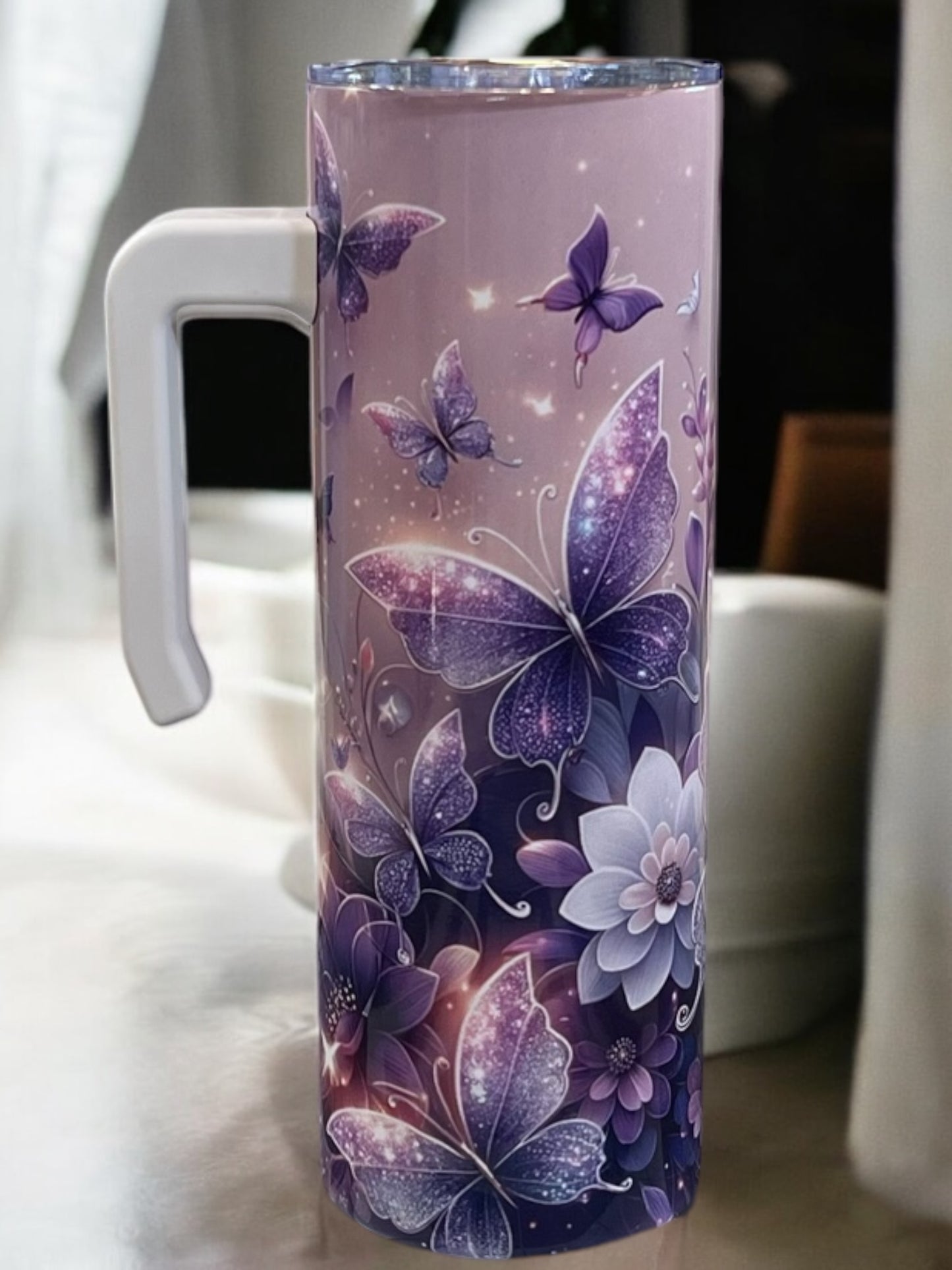 Gorgeous, butterfly 20oz Stainless Steel Tumbler with Handle
