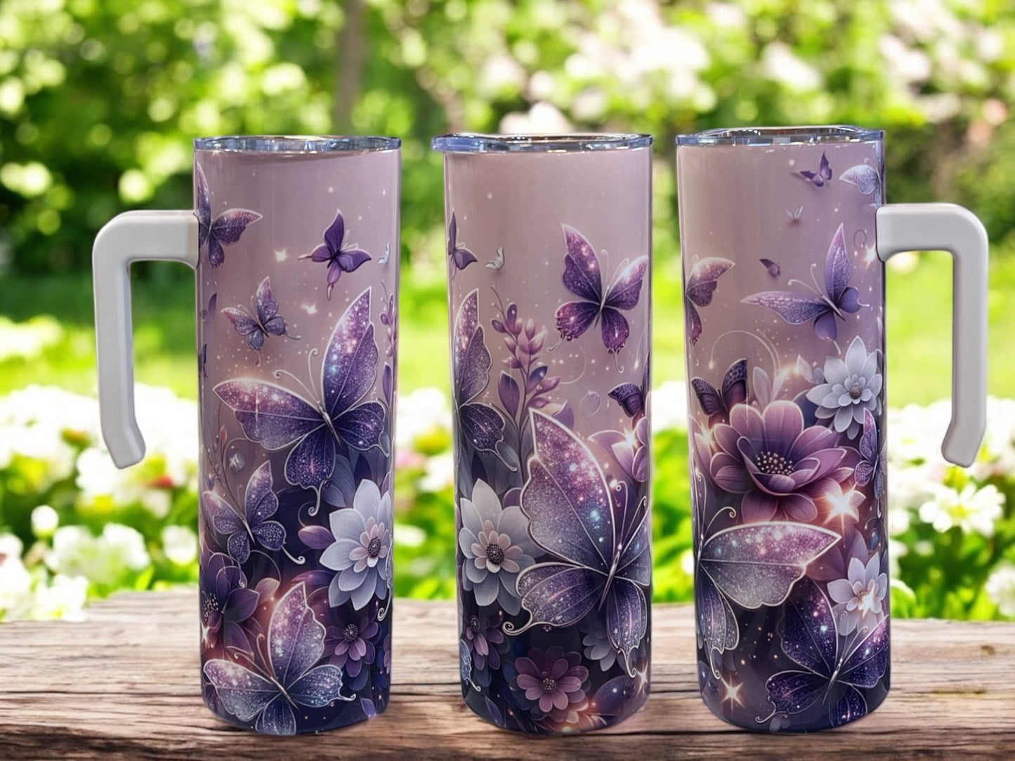 Gorgeous, butterfly 20oz Stainless Steel Tumbler with Handle