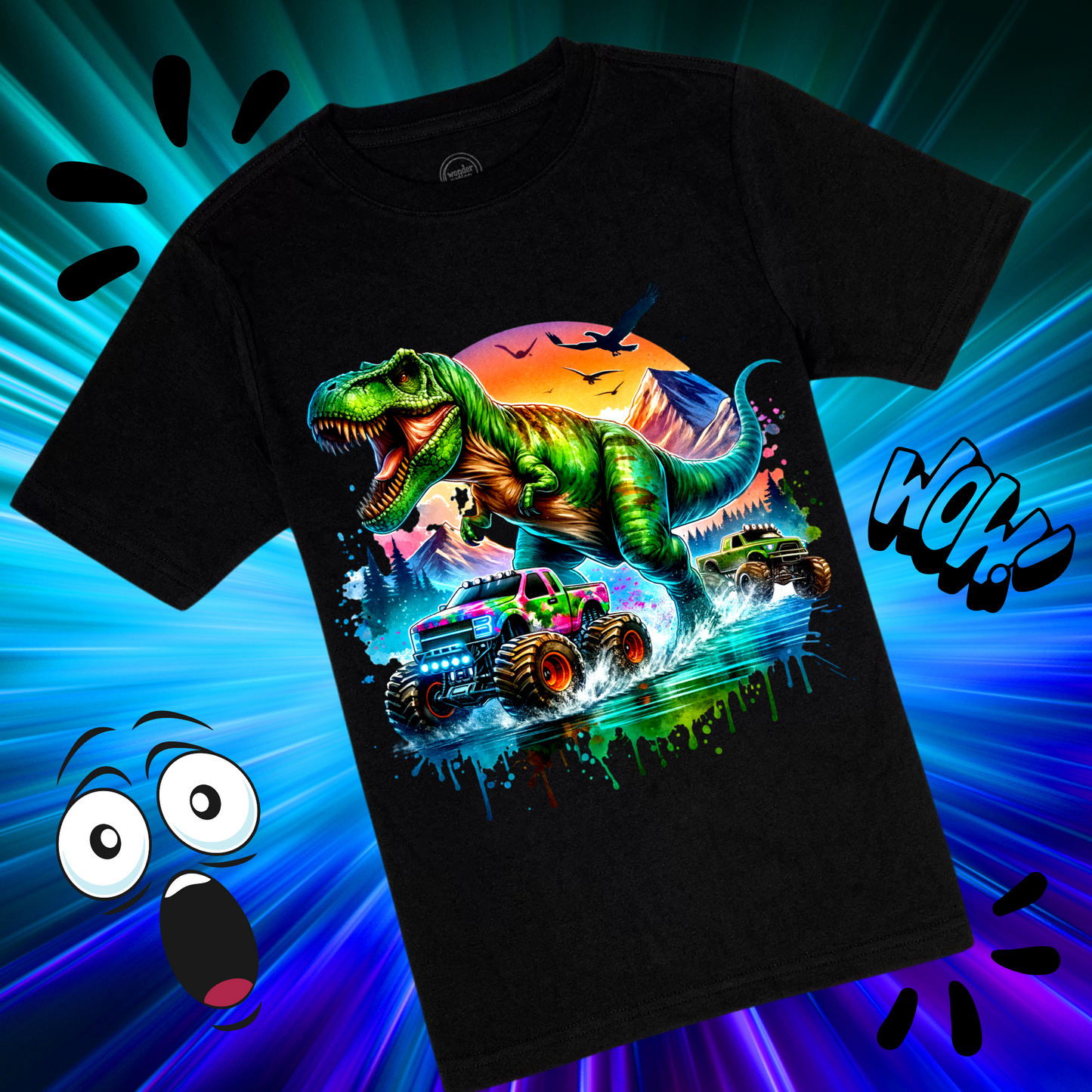 Children's Shirt- Dino Monster Truck T Shirt Boys 11-14