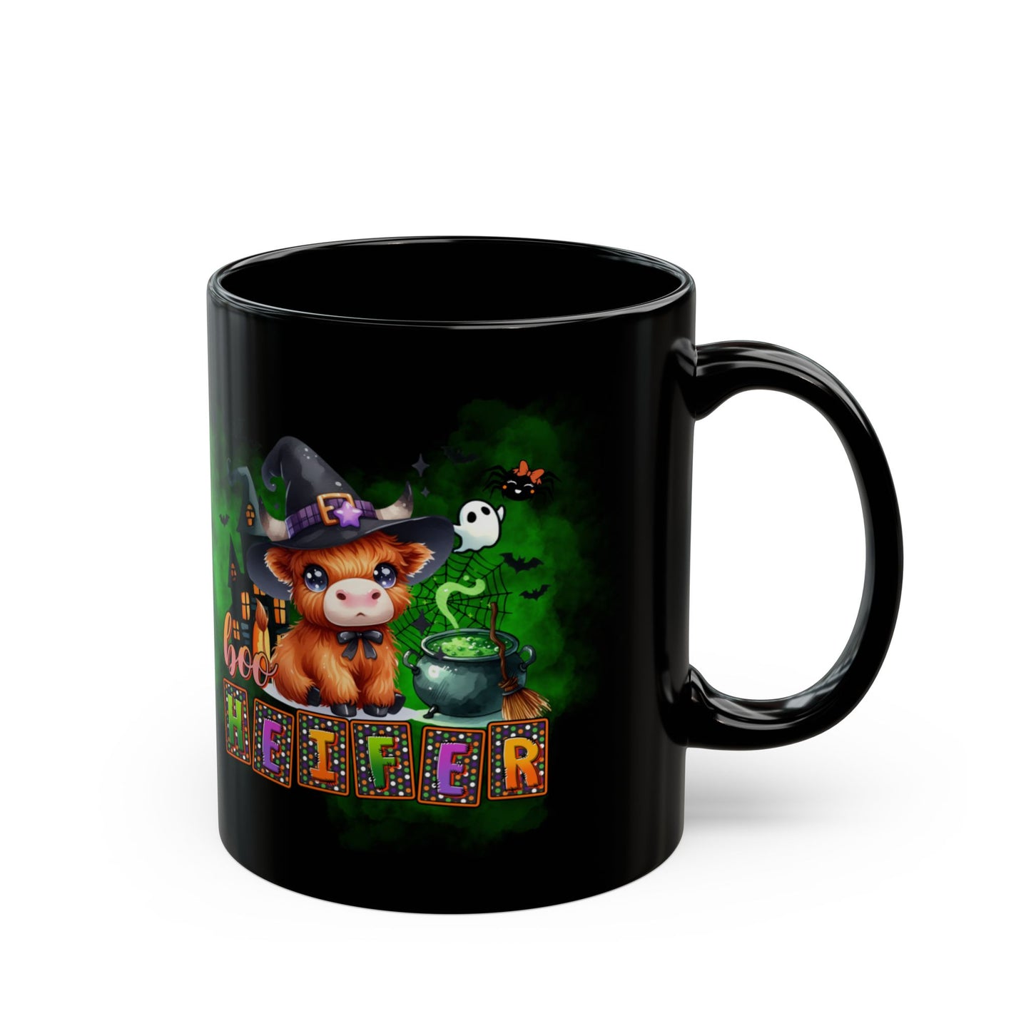 Cute Cow Halloween Black Mug (11oz, 15oz) 200-1