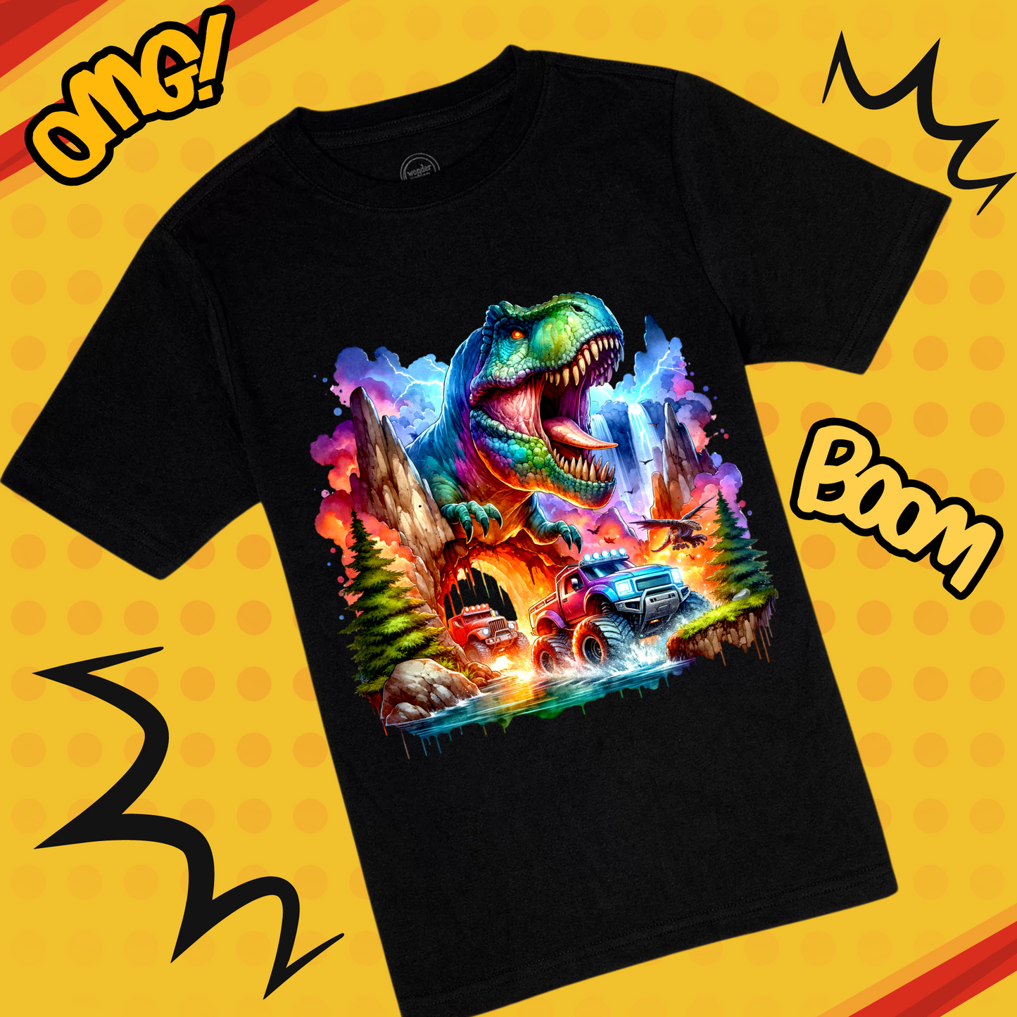 Children's Shirt -Dino & Truck T Shirt Boys 11-15