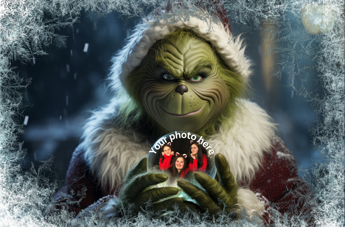 Large Photo Rock Slate- Grinch snow globe 11.65*7.65