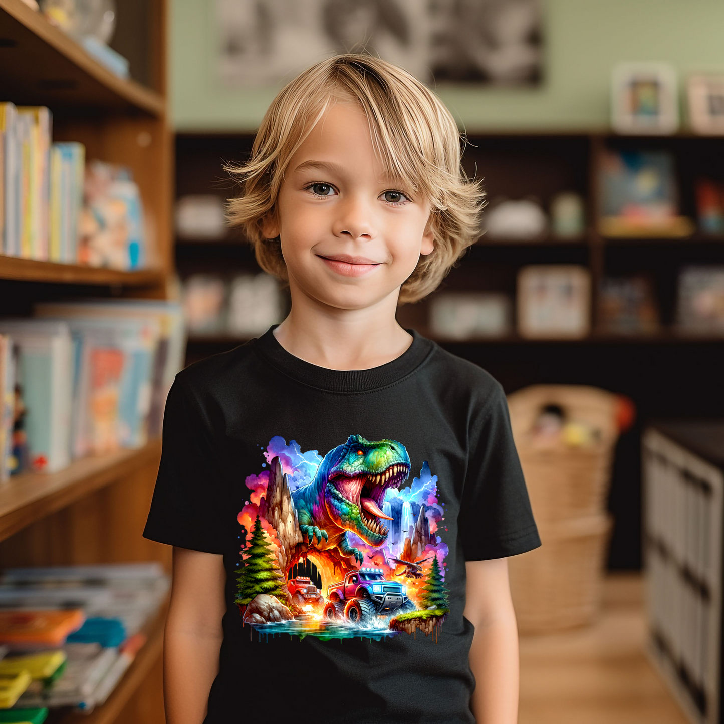 Children's Shirt -Dino & Truck T Shirt Boys 11-15