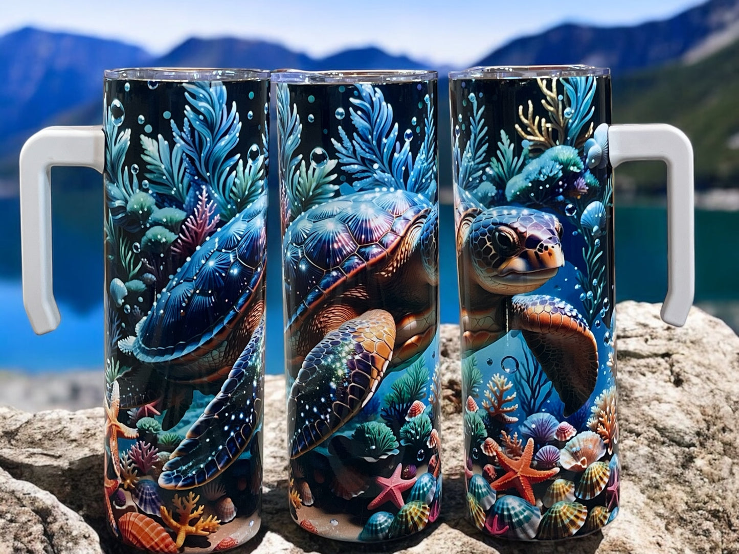 Beautiful Turtle 20oz Stainless Steel Tumbler with Handle