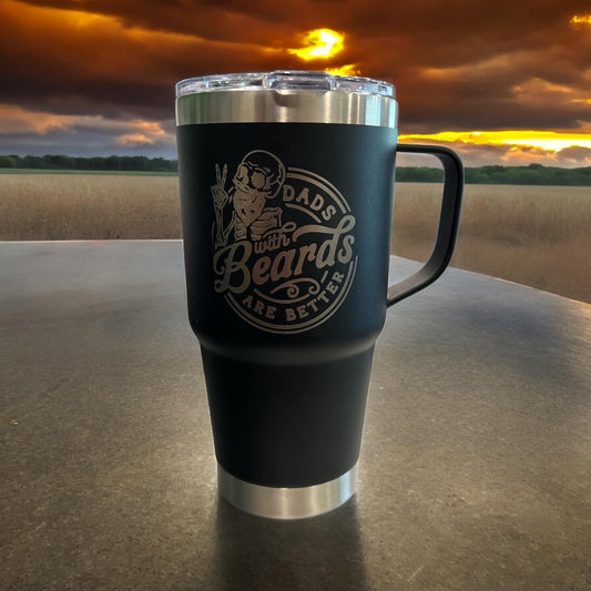 Dads with Beards Travel Mug 20oz Engraved Travel Tumbler with Handle