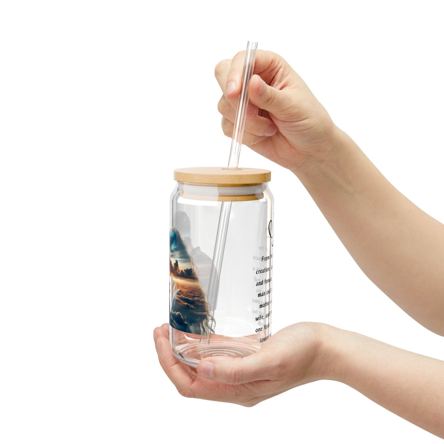 Sipper Glass, 16oz Man and Women, Mark 10:6-9