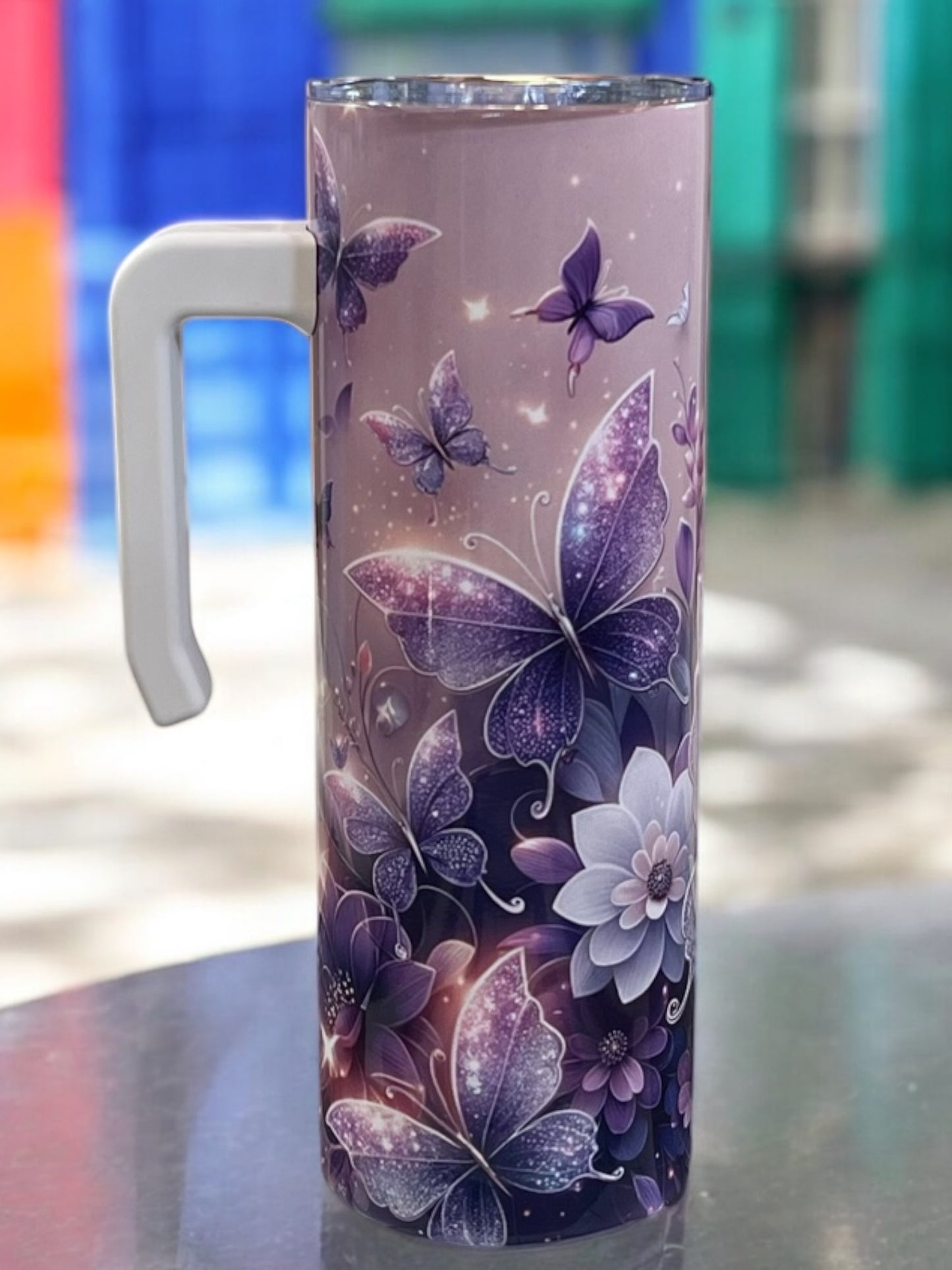 Gorgeous, butterfly 20oz Stainless Steel Tumbler with Handle