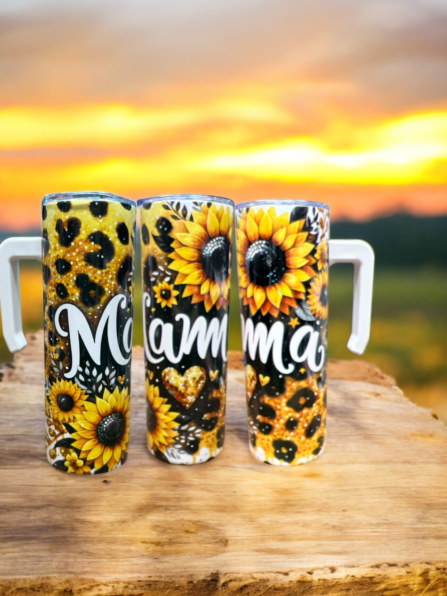 Mama sunflowers 20oz Stainless Steel Tumbler with Handle