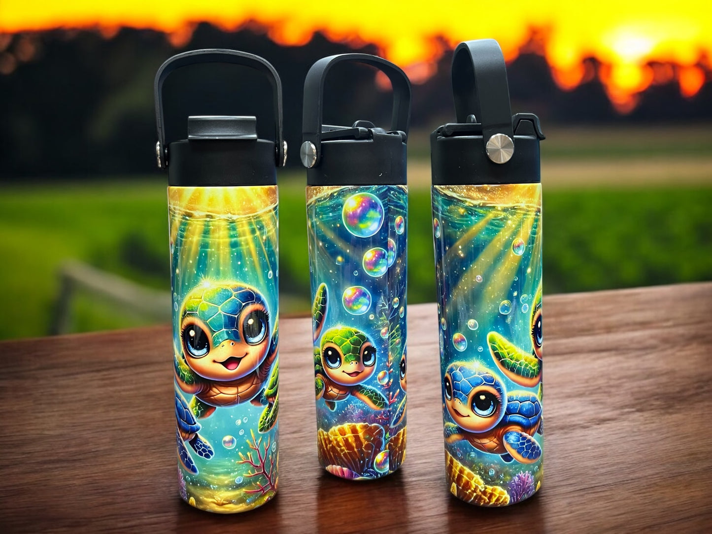 20oz Leak-Proof Turtle Water Bottle Bright, Colorful Design Perfect for Kids & Families