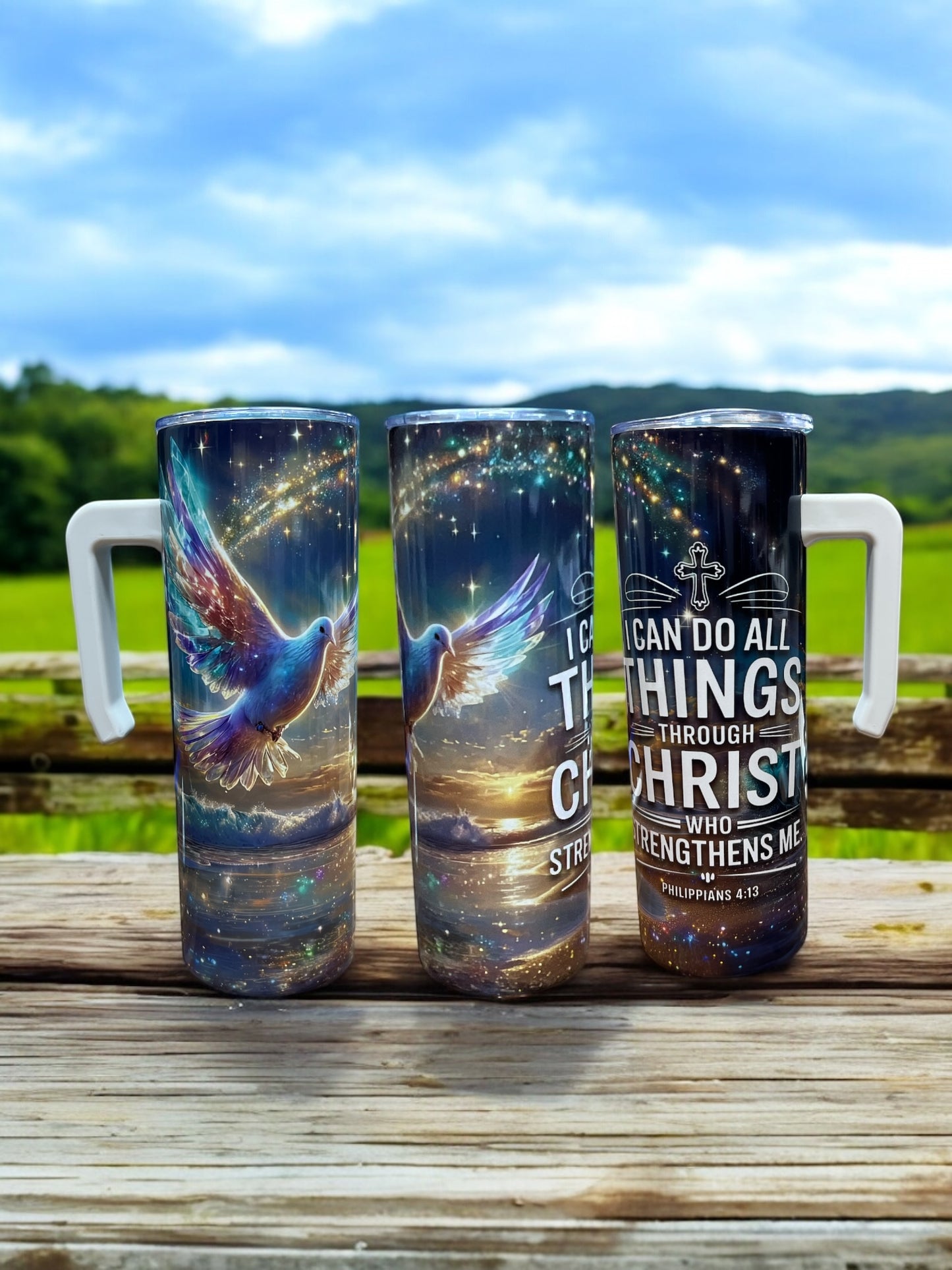 I can do all things through first 20oz Stainless Steel Tumbler with Handle