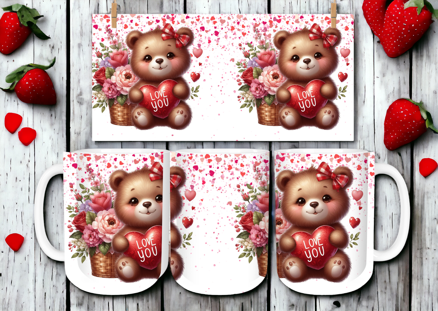 15oz ceramic coffee mug- Valentines Bear