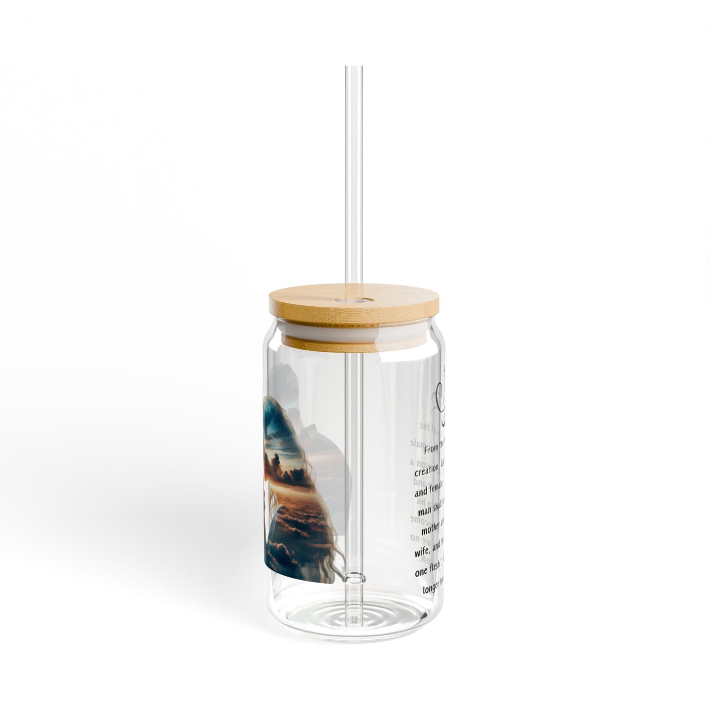 Sipper Glass, 16oz Man and Women, Mark 10:6-9