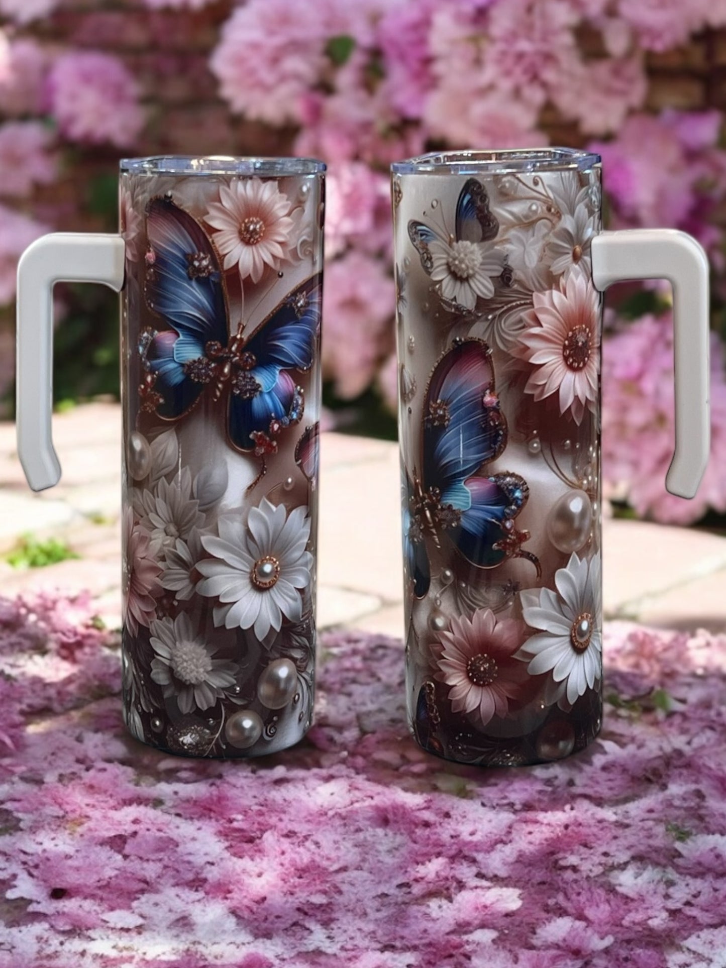 Beautiful Butterfly 20oz Stainless Steel Tumbler with Handle