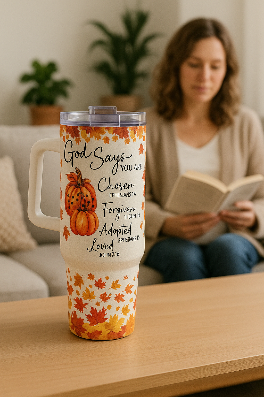 40oz "God Says You Are" Autumn Christian Tumbler โ Stainless Steel Insulated Holographic Sparkle