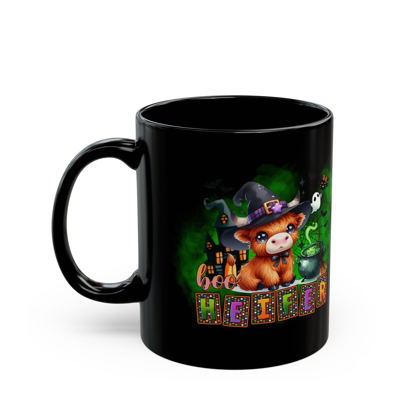 Cute Cow Halloween Black Mug (11oz, 15oz) 200-1