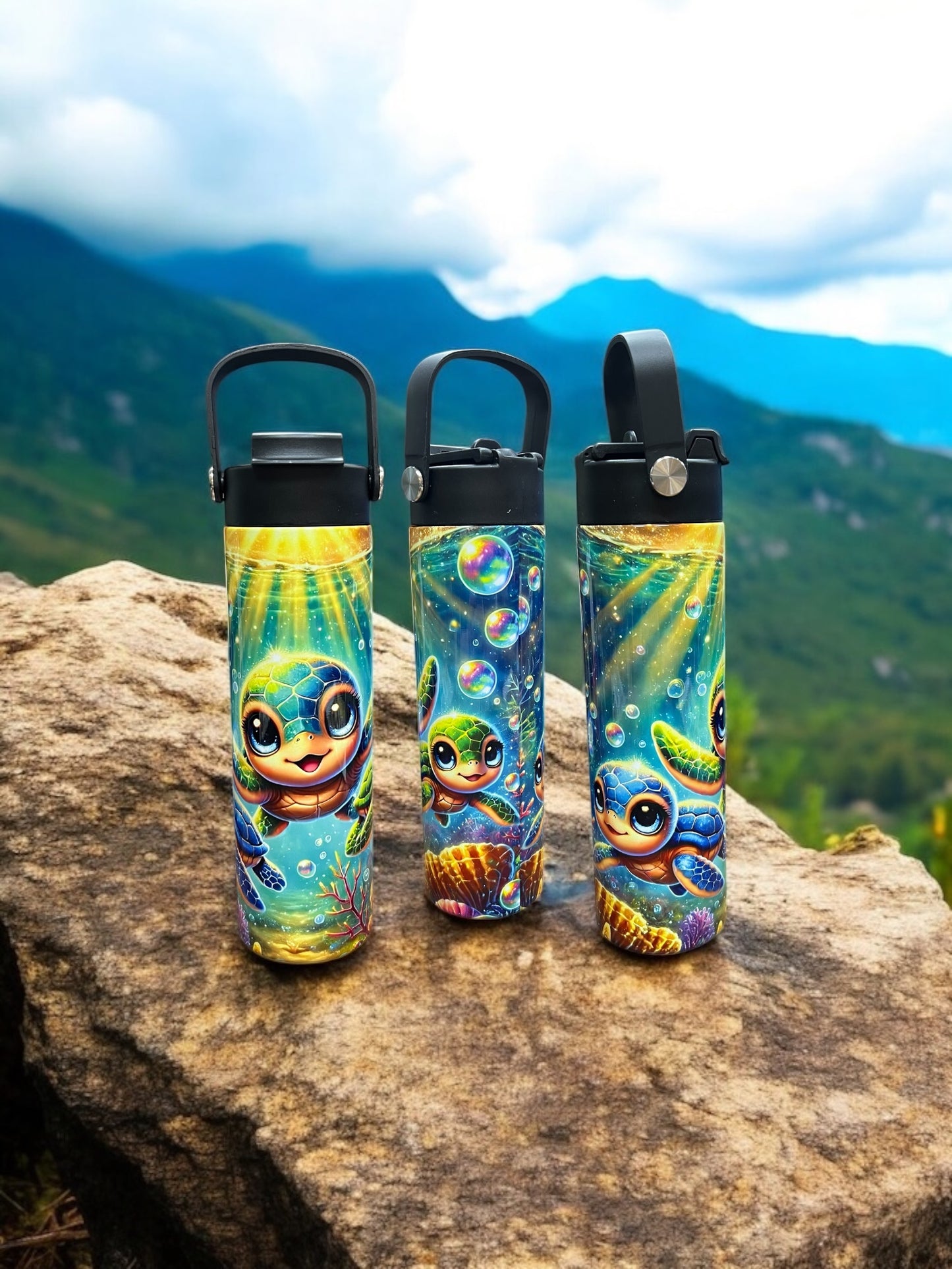 20oz Leak-Proof Turtle Water Bottle Bright, Colorful Design Perfect for Kids & Families