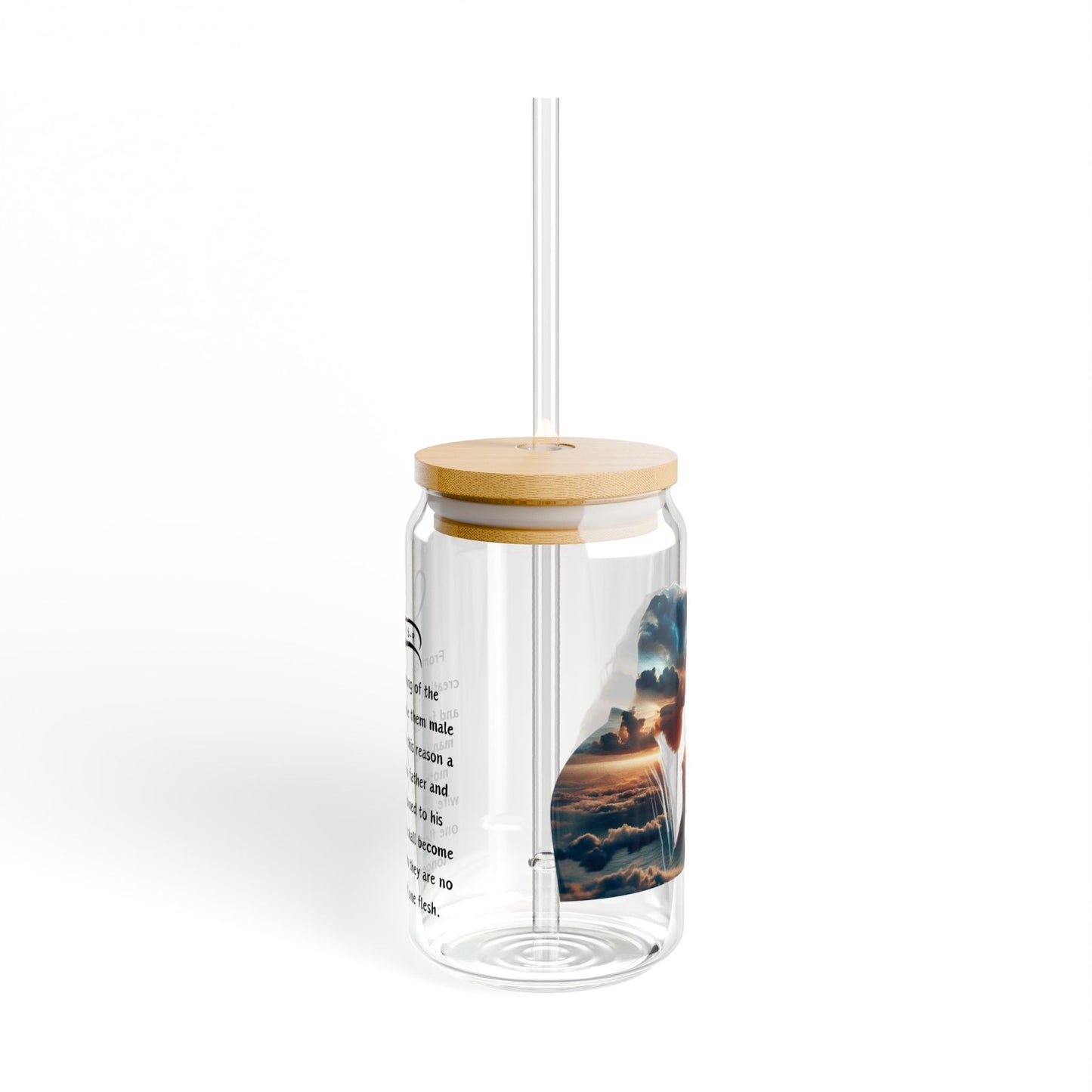 Sipper Glass, 16oz Man and Women, Mark 10:6-9