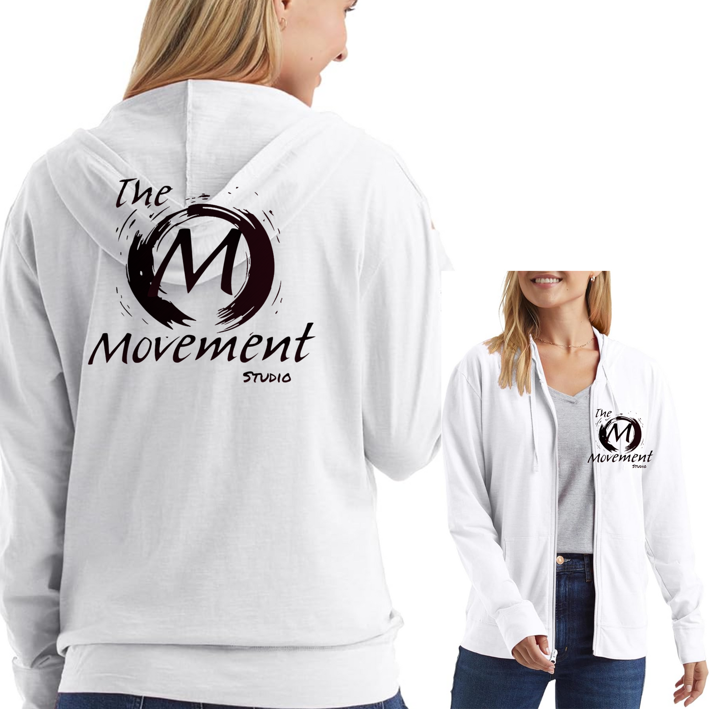 The Movement Studio Adult Black or White Full-Zip Hoodie Classic Comfort Meets Studio Style