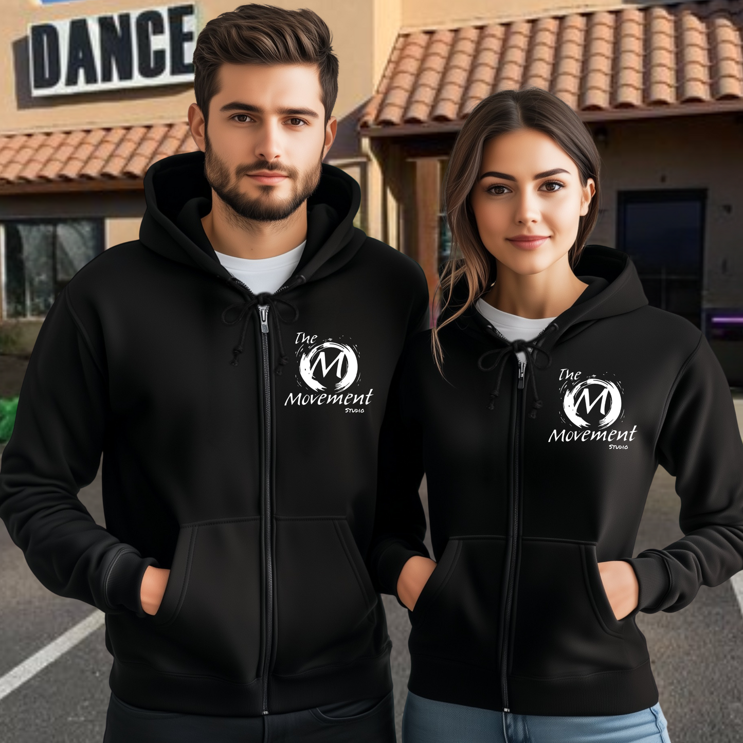 The Movement Studio Adult Black or White Full-Zip Hoodie Classic Comfort Meets Studio Style