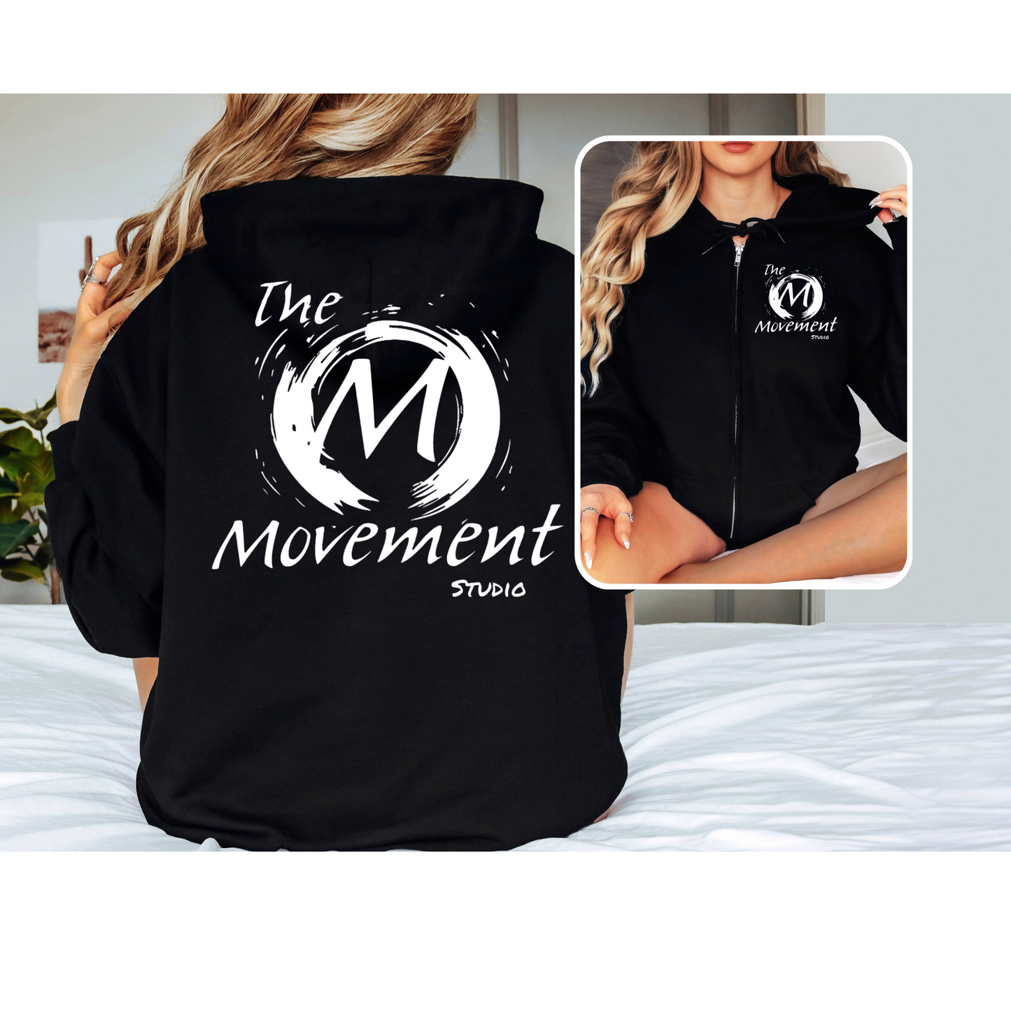 The Movement Studio Adult Black or White Full-Zip Hoodie Classic Comfort Meets Studio Style