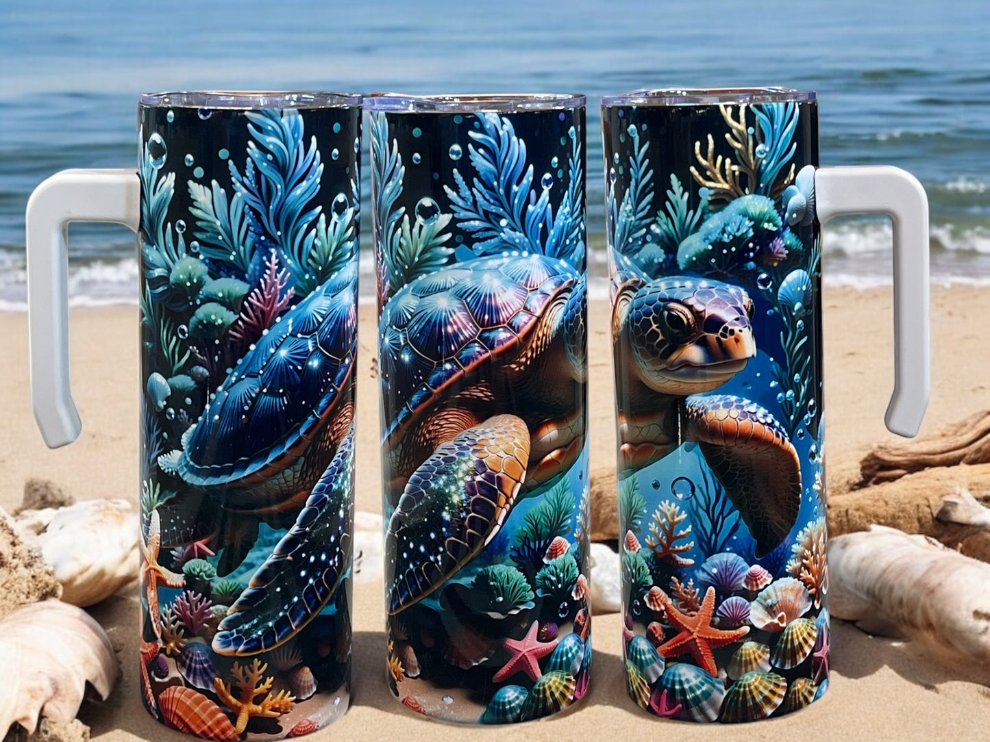 Beautiful Turtle 20oz Stainless Steel Tumbler with Handle
