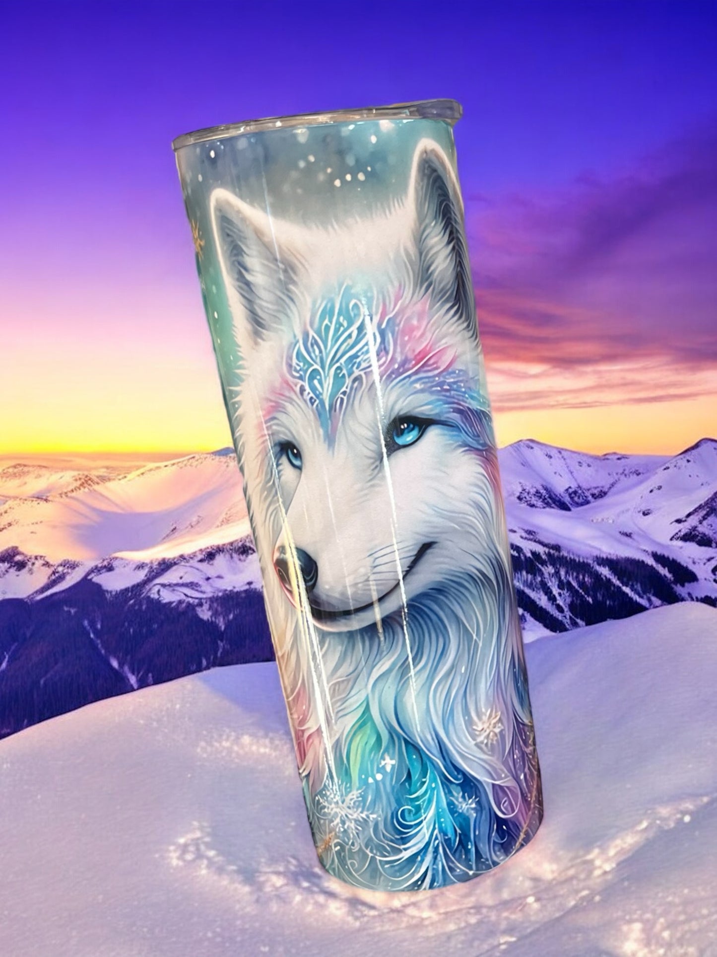 Beautiful Wolf 20oz Stainless Steel Tumbler with Handle