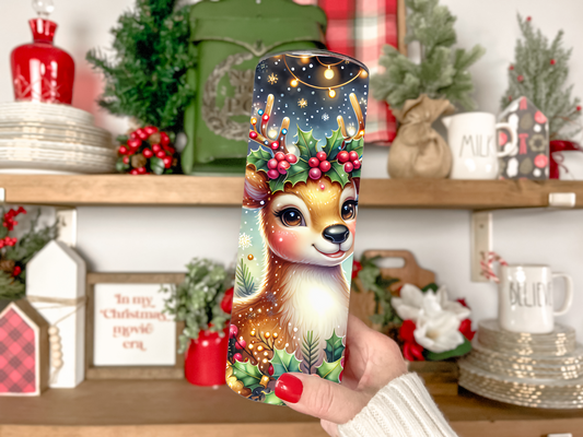 20oz HOLOGRAPHIC Shimmer Tumbler- Christmas Deer
