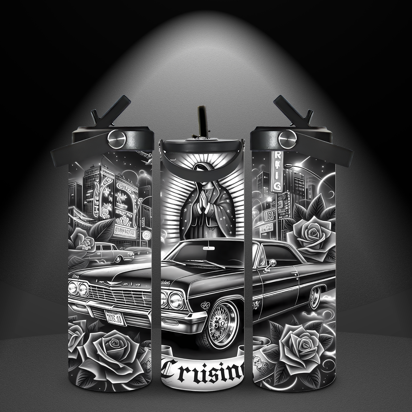 Lowrider Impala Design Fun & Functional 20oz Leak-Proof Stainless Steel Water Bottle