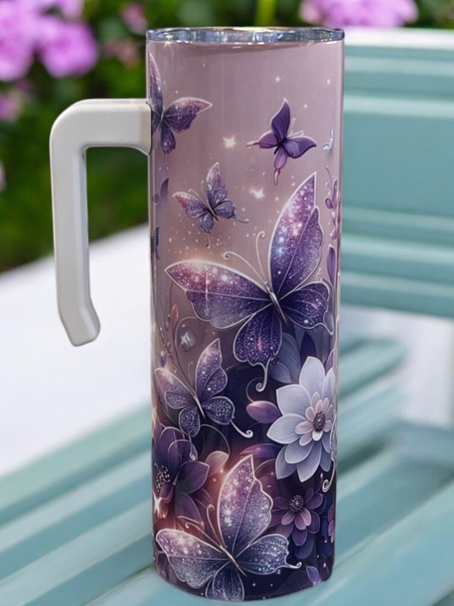 Gorgeous, butterfly 20oz Stainless Steel Tumbler with Handle