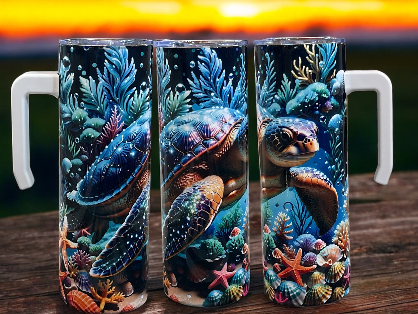 Beautiful Turtle 20oz Stainless Steel Tumbler with Handle