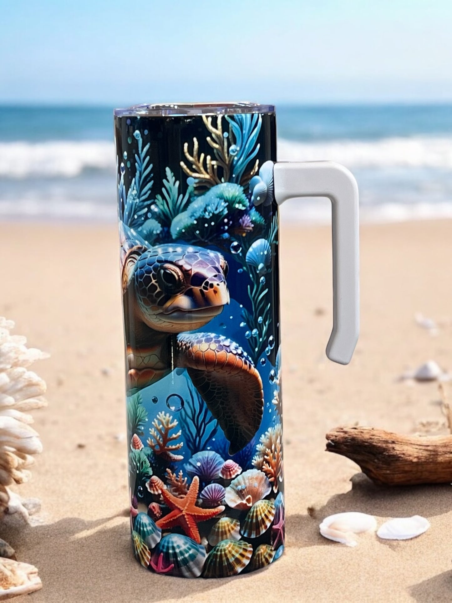 Beautiful Turtle 20oz Stainless Steel Tumbler with Handle