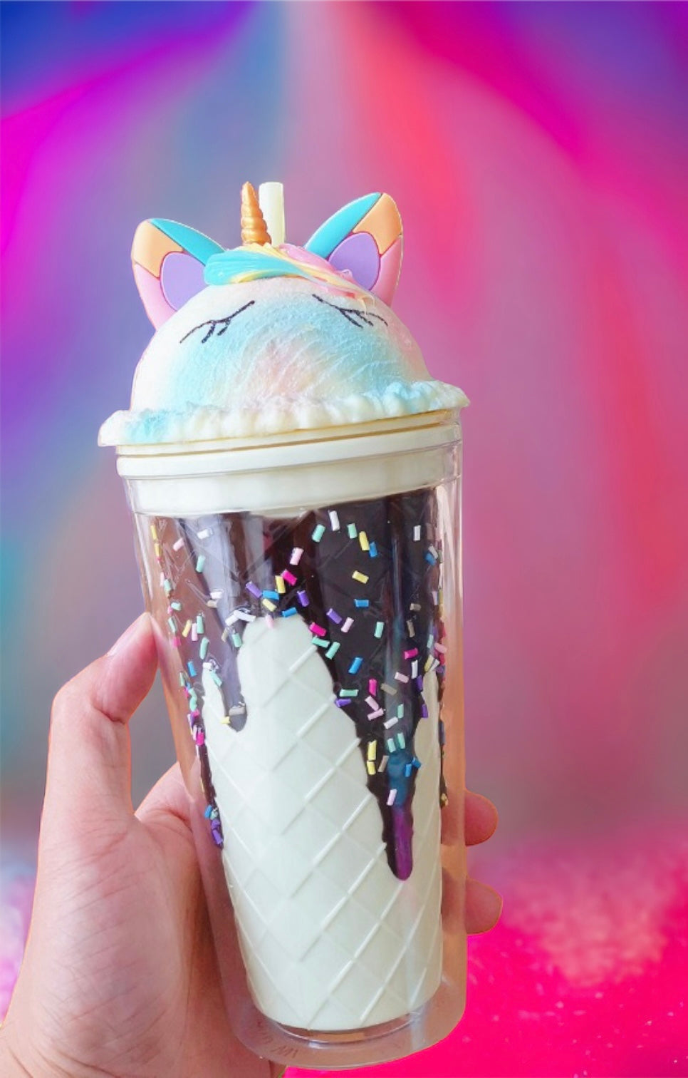 Unicorn ice cream cup, Plastic 14oz
