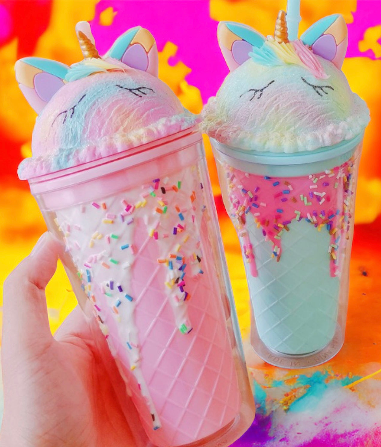 Unicorn ice cream cup, Plastic 14oz