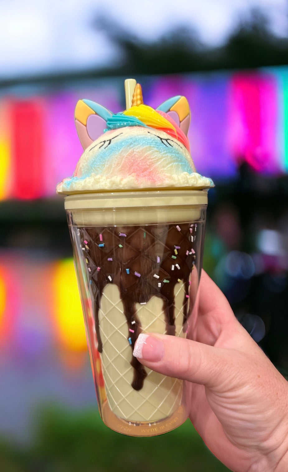 Unicorn ice cream cup, Plastic 14oz