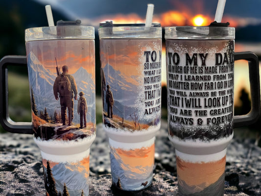 For the Man Who Does It All – 40oz Stainless Steel Thirst Quencher with “To My Dad” Design