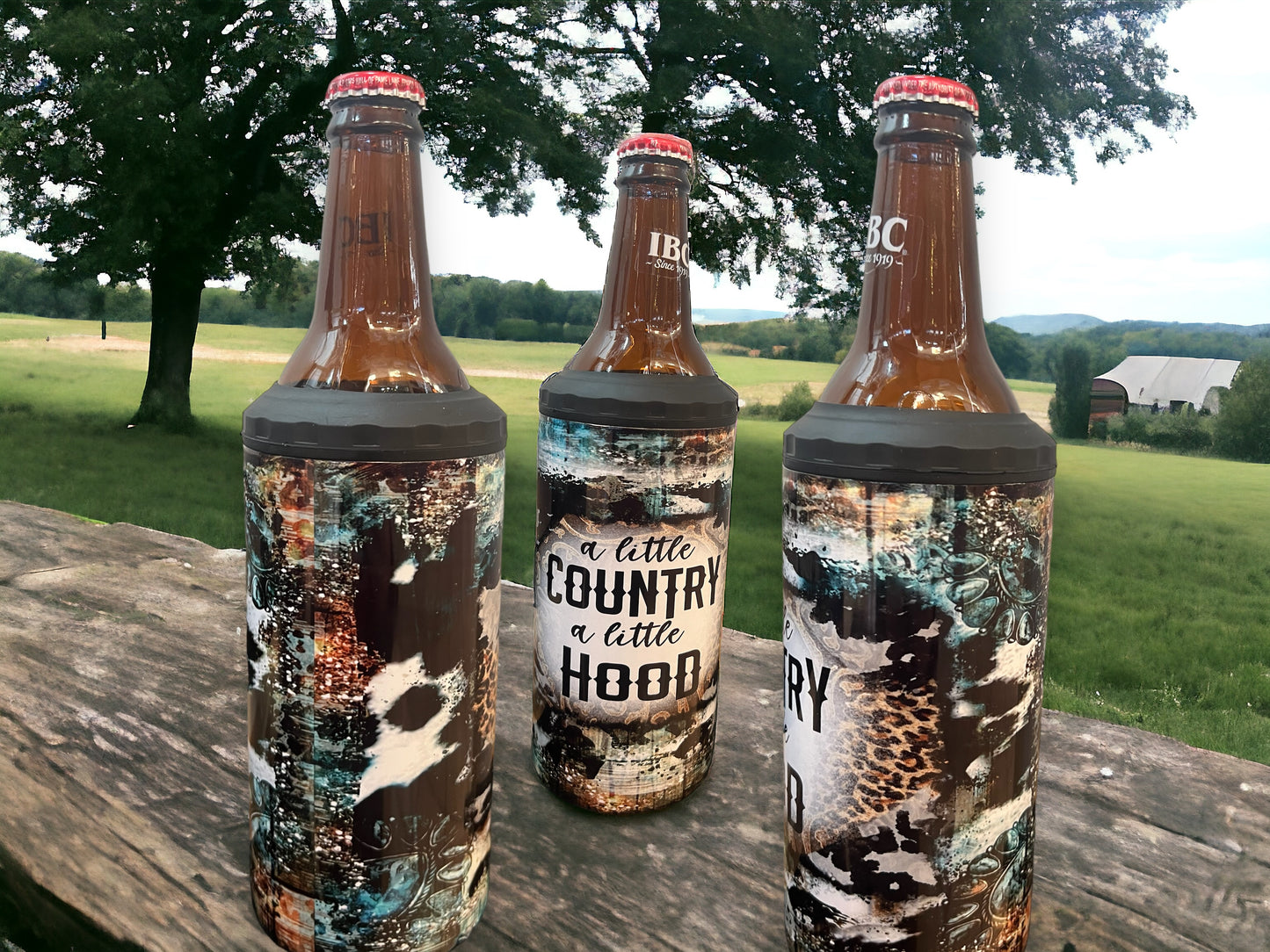 4 in 1 Bottle and Can Holder and Tumbler 16oz - a little country, a little hood 