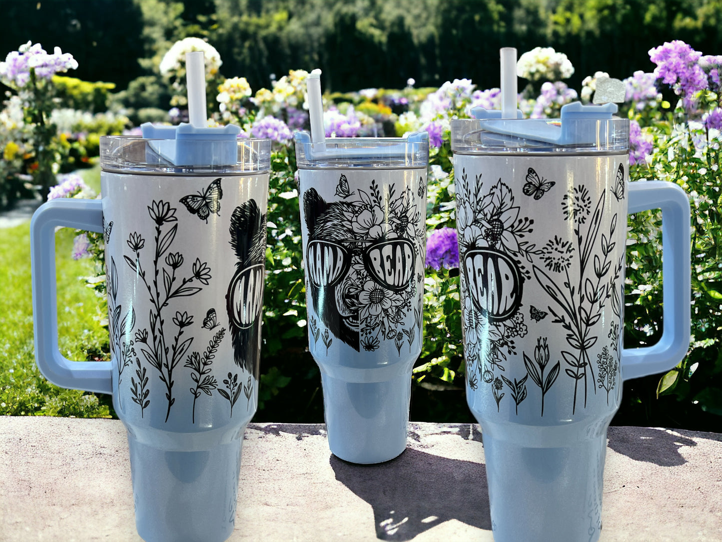 Mama Bear sparkle- 40oz Stainless Steel Thirst Quencher Tumbler Cup with handle