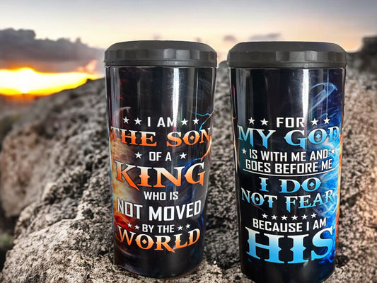 4 in 1 Bottle and Can Holder and Tumbler 16oz- for my God is with me 