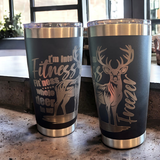 20oz Engraved Travel Tumbler- i’m into fitness fit this year in my freezer 